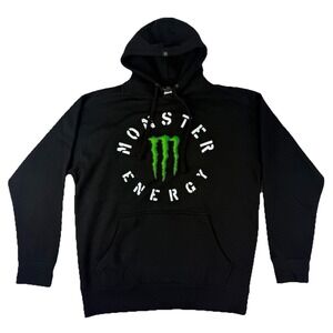 Monster Energy Hoodie Men's Large Black Pocket Y2K Grunge Skater 2000s